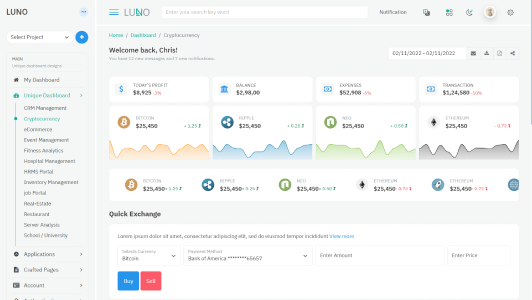 Dashboard cryptocurrency